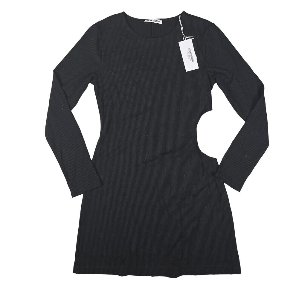 NWT Reformation Womens Kensy Black Long Sleeve Cocktail Dress Large
